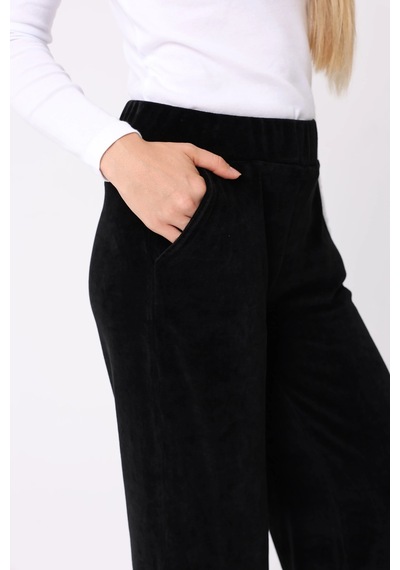 Defys Kadın Bol Paça Cepli Kadife Oversize Fit Pantolon Siyah - 595424688 Siyah