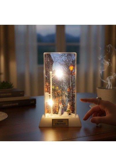 Kişiye Özel Led Işıklı Tatlı Aşıklar Temalı Dekoratif Gece Lambası