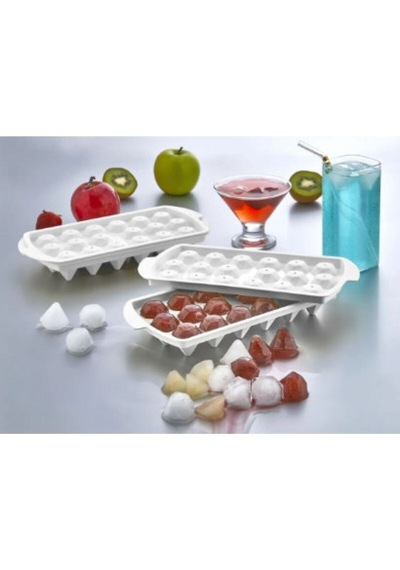18 Bölmeli Elmas Şekil Buz Kalıbı Kapaklı Pratik Buzluk Plastik Diğer