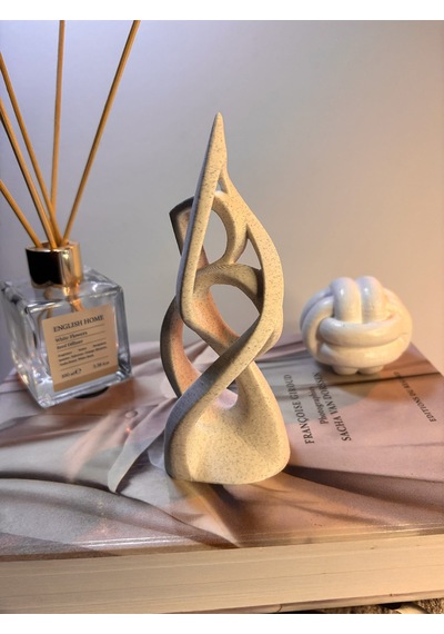 Organik Spiral Form Dekoratif Obje Mat Mermer Beyaz Modern Masa Üstü Heykel