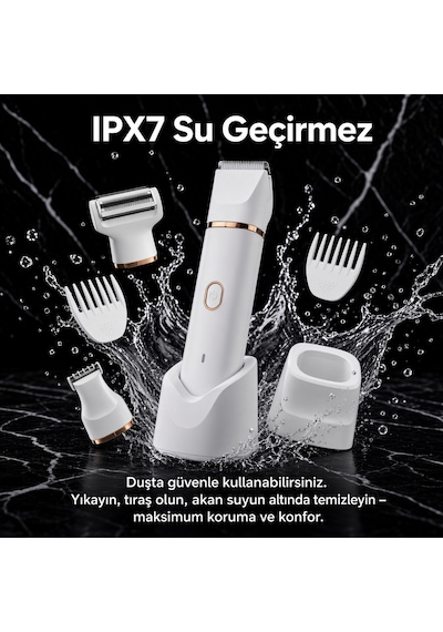 Wablow Yüz Saç Vücut IPX7 Su Geçirmez Seramik Bıçak Şarj Standl Vücut Tıraş Makinesi Series 5+1 Seti