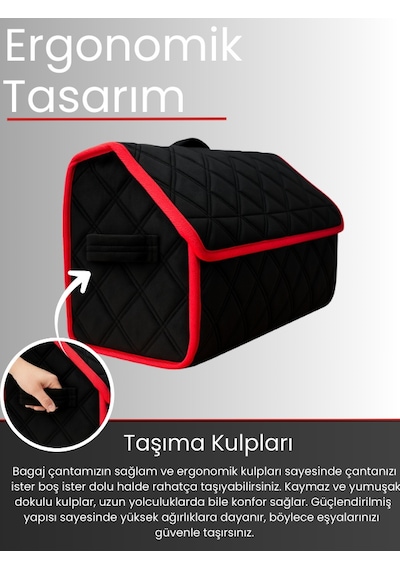 Araç Bagaj Düzenleyici Organizer Tay Tüyü Kaymaz Cırt Bantlı Geniş Hacimli Çanta A1