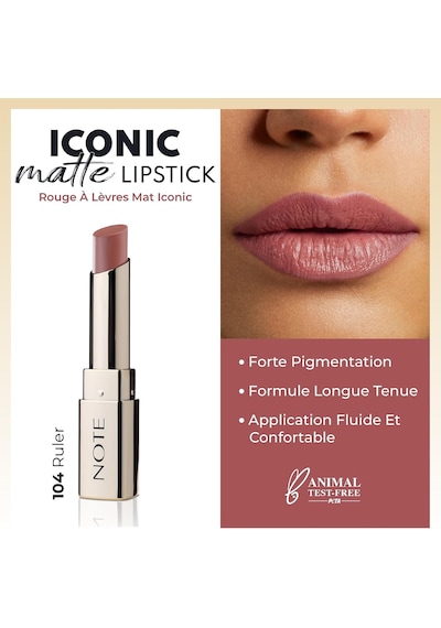 Cosmetics Iconic Matte Lipstick 104 Ruler Kalıcı Mat Ruj, Pembe Çok Renkli
