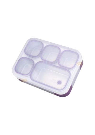 Vagonlife Bento 1000ml Lunchbox Tek Katlı 5 Bölmeli Çelik Sefer Tası Yemek Kutusu Mor Diğer