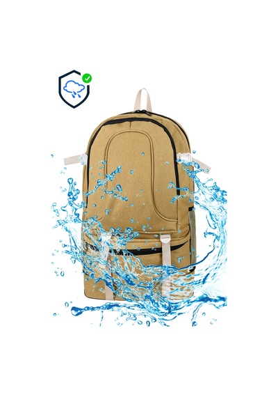 Galb Leather Seyahat Gunluk Outdoor Bel Ve Omuz Destekli Cift Suluklu Laptop Bolmeli Dagci Sirt Cantasi Bej