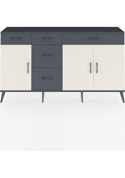 Arges Konsol 2 Raflı 5 Çekmeceli 3 Kapaklı 176x30x99 Antrasit-aytaşı/antrasit Aytası/antrasıt - Antrasıt