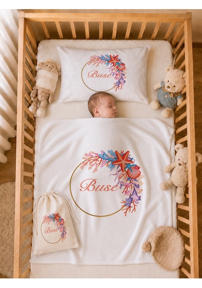 Pia Baby İsme Özel Kız Bebek %100 Pamuk Hastane Çıkışı Tulum Şapka Eldiven Kıyafet Keseli Hediye Seti 1037tybk0x Krem