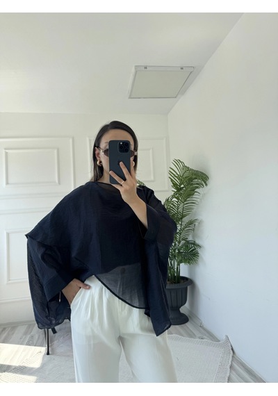 Keymoda Kadın Uçuşan Pelerin Bluz Koyu Lacivert Keymoda Kadın Uçuşan Pelerin Bluz Koyu Lacivert