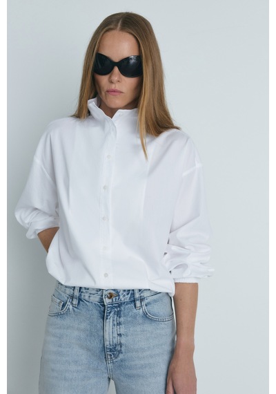 Suud Collection Ekru Eden Dik Yaka Gömlek