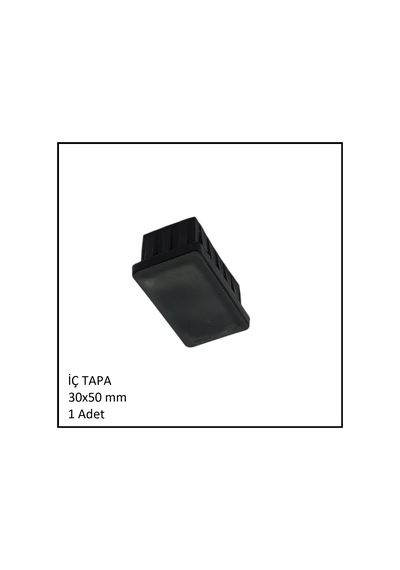 Plastik İç Tapa, Profil Tapası, Dikdörtgen, Siyah, 30x50 Mm Siyah