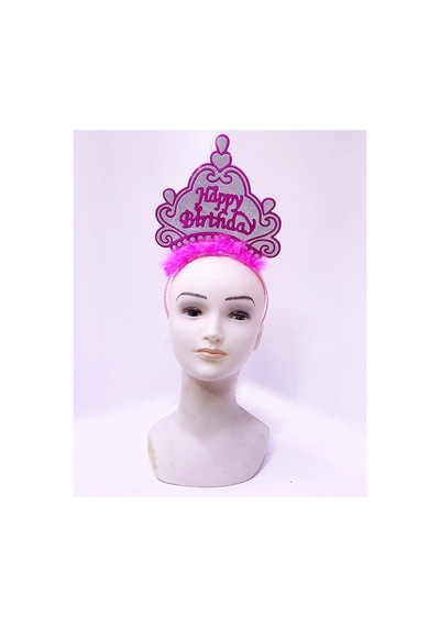 Happy Birthday Neon Pembe Renk Doğum Günü Tacı 24x15 Cm Çok Renkli