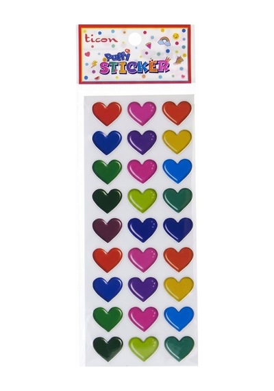 Ticon Renkli Kalp Sticker - 6 Adet