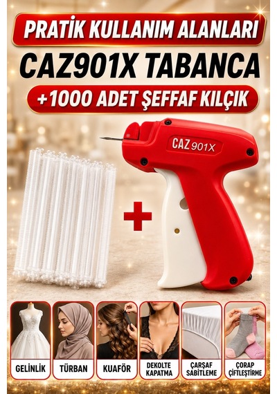 CADY Türban Gelinlik Tabancası 901x Ve 1000 Adet 10 Soket 5mm Naylon