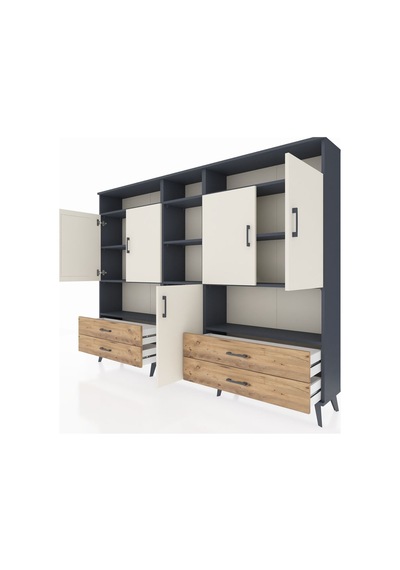 Arges Dolap 12 Raflı 4 Çekmeceli 5 Kapaklı 220x30x163 Antrasit-aytaşı/çam Aytası/atlas Çam - Antrasıt Arges Dolap 12 Raflı 4 Çekmeceli 5 Kapaklı 220x30x163 Antrasit-aytaşı/çam Aytası/atlas Çam - Antrasıt