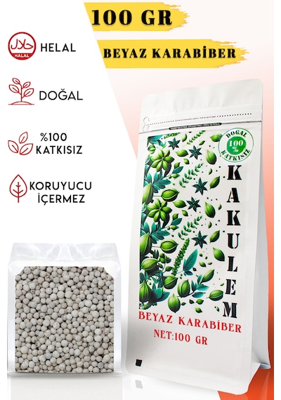 Kakulem Sertifikalı 100 Gr Katkısız Ak Biber Beyaz Tane Karabiber