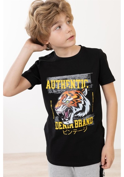 Brz Kıds Brz Kids Kaplan Baskılı Erkek Çocuk Kısa Kollu T-shirt-siyah Siyah