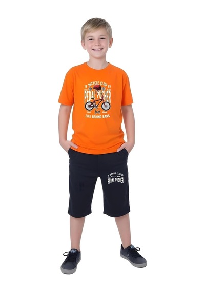 Fyk Kids Erkek Çocuk Yazlık Bisiklet Baskılı Alt-üst Takım Turuncu