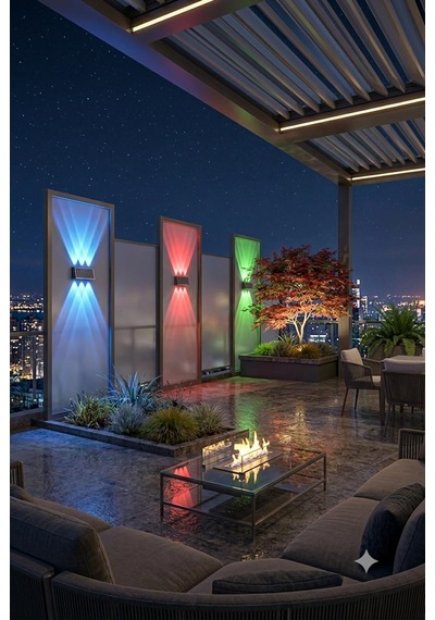 Güneş Enerjili Rgb Solar Aplik 6 Led, Renkli Işıklı Otomatik Yanan Dış Mekan Duvar Lambası, Bahçe Balkon Teras Aydınlatması Diğer