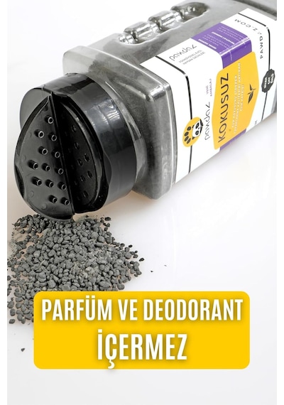 Kokusuz - Aktif Karbon Ve Siyah Çay Özlü Kedi Kumu Kokusu Giderici 500 Ml. / 360 Gram 25 G