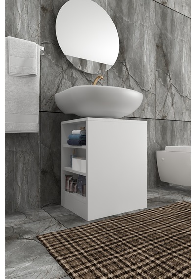 Rans Banyo Dolabı, Wc Alt Lavabo Dolabı Mdf Beyaz