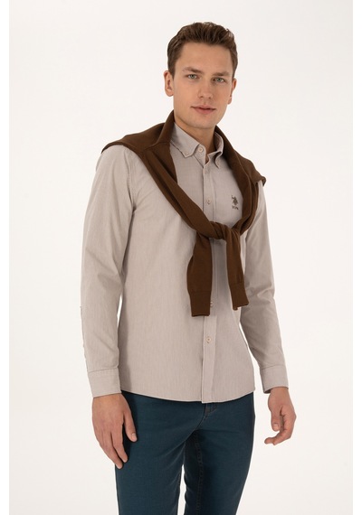 U.s. Polo Assn. Erkek Taş Gömlek Desenli 50308522-vr049 Tas