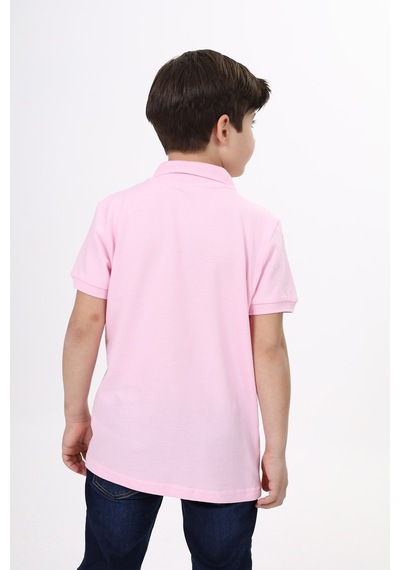Toontoy Kids Toontoy Unisex Polo Yaka Düğmeli Uzun Kısa Tişört Açık Pembe