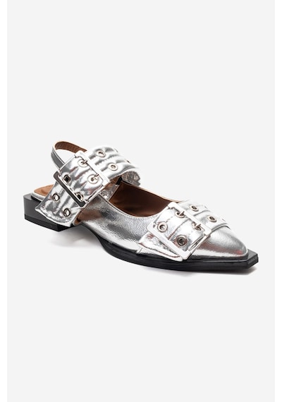 Luvishoes Paloma Gümüş Cilt Tokalı Kadın Sandalet Gümüş