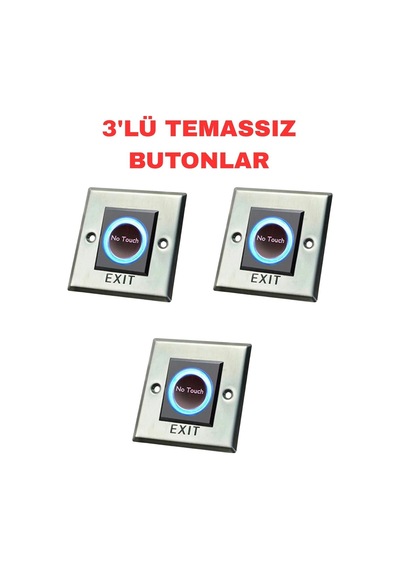 Sr-701 Temassız Kapı Açma Butonu Sıva Üstü Metal Kasalı Kızılötesi Çıkış Butonu 3 Adet