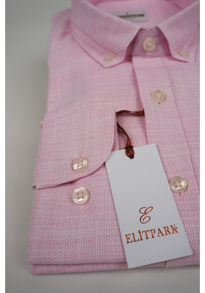 Elitpark %100 Pamuk Cepsiz Regular Fit Pembe Erkek Gömlek