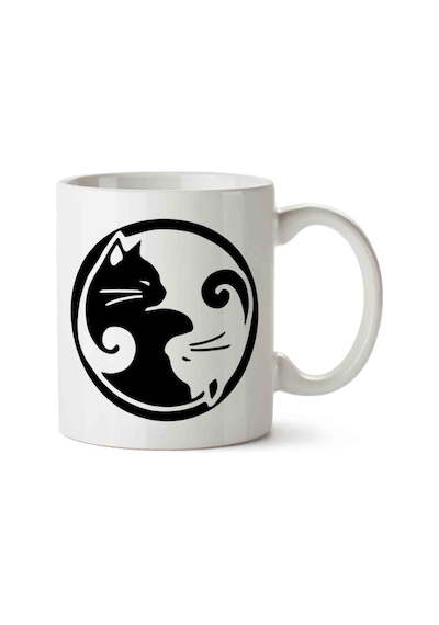 Ying Yang Kedi İki Tarafı Baskılı Kupa Bardak.jpg