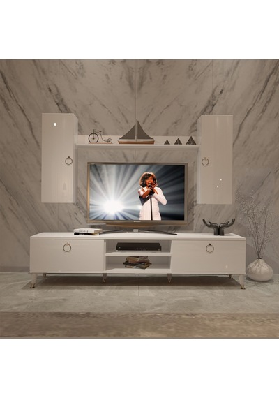 Decoraktiv Eko 7 Mdf Dvd Gold Tv Ünitesi Tv Sehpası Beyaz