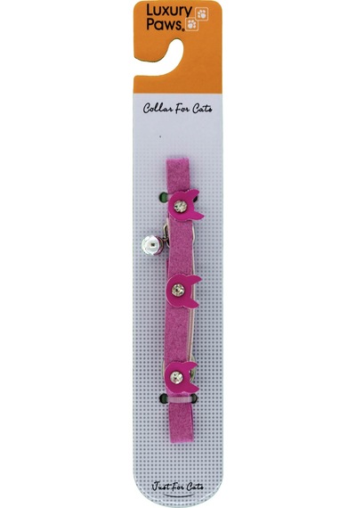 Luxury Paws Kedi Boyun Tasması Felix Taşlı Pembe 10mm-32CM