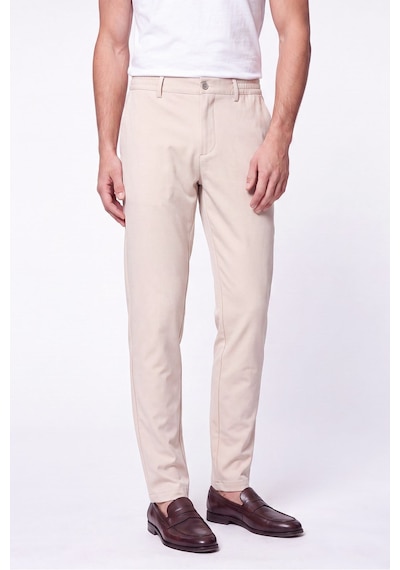 Comfort Fit Beli Lastikli Esnek Pamuk Bej Jogger Pantolon P 1222