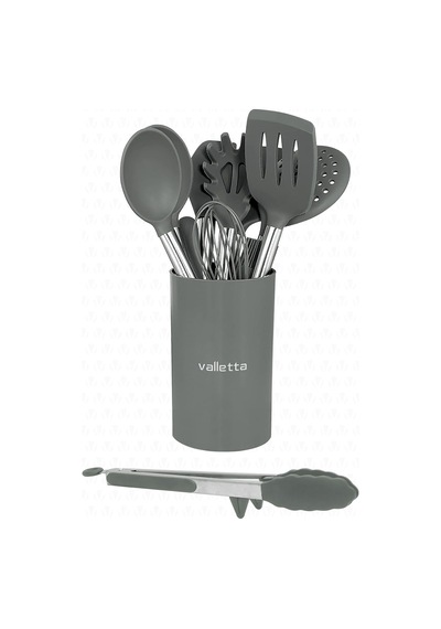 Mora 14 Parça Paslanmaz Çelik Silikon Uçlu Spatula Mutfak Seti Gri Çok Renkli