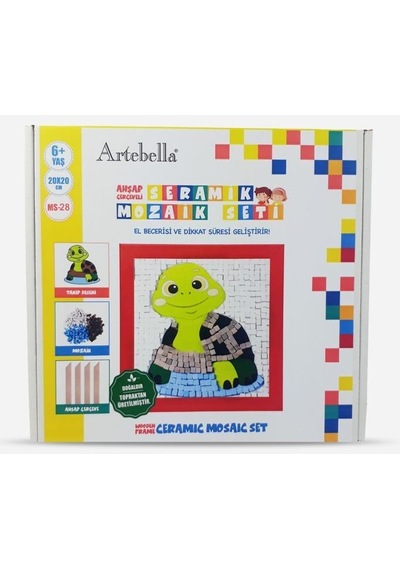 28 I Çocuk Ahşap Çerçeveli Seramik Mozaik Set 20x20 Cm
