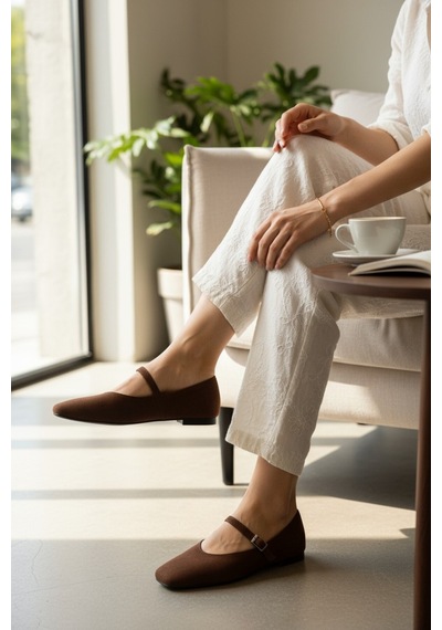 Aska Shoes Shoes Günlük Tokalı Babet 2025aska004 Kahverengi