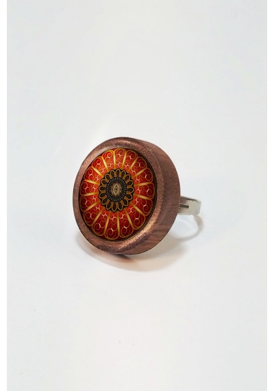Mandala Ahşap Yüzük Kahverengi