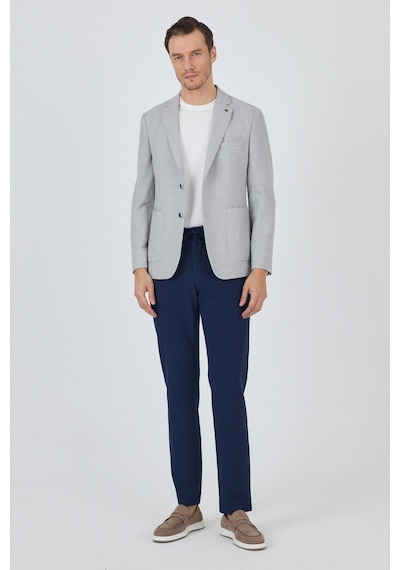 İmza Gri Mono Yaka Düz 2 Düğme Casual Esnek Slim Fit Ceket 1002250123 Gri