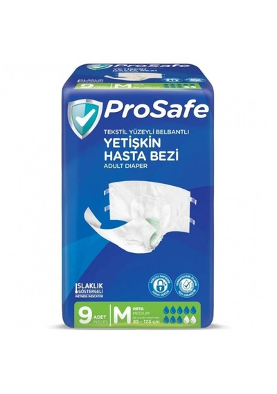 Prosafe Tekstil Yüzeyli Bel Bantlı Yetişkin Hasta Bezi M 9'lu