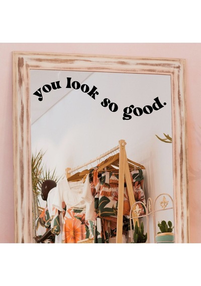 You Look Amazing You Look Good Dekoratif Duvar Ayna Cam Dekor Yazı Sticker Siyah 4'lü