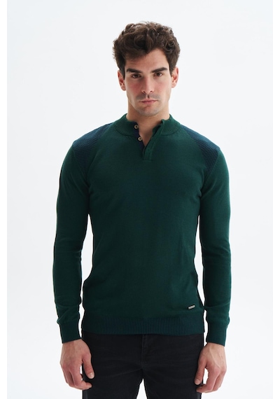AR-MA Arma Erkek Slim Fit Likralı Akrilik Kumaş Yarım Yaka Triko Kazak K0kro0864 Yeşil