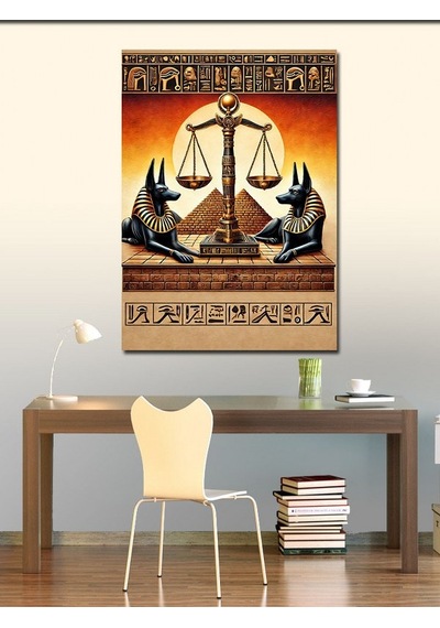 Kanvas Tablo Mısır Tanrıları Ve Adalet Terazisi 50cmx70cm