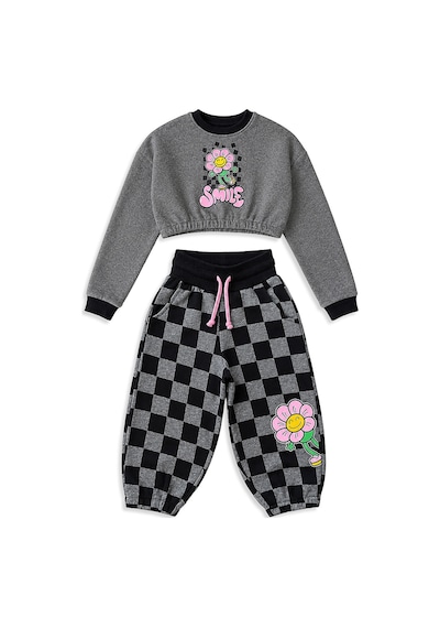 Kız Çocuk Eşofman Takım Crop Sweatshirt - Damalı Bol Eşofman Altı Oversize Kışlık (4-10 Yaş) Kız Çocuk Eşofman Takım Crop Sweatshirt - Damalı Bol Eşofman Altı Oversize Kışlık (4-10 Yaş)