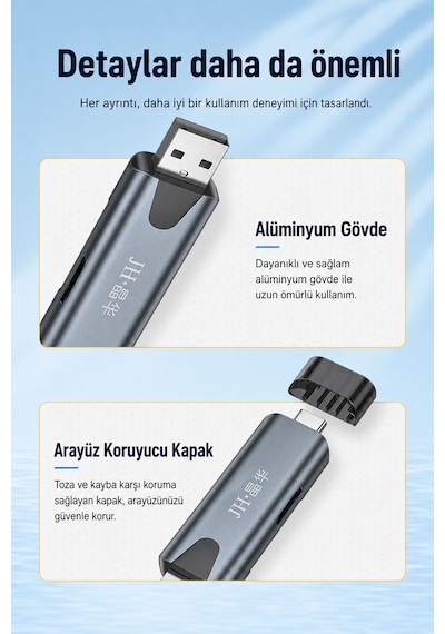 Usb 2.0 Type-c Otg Sd Tf Microsd Kart Okuyucu, Çift Girişli Hafıza Kart Adaptörü, Telefon Tablet Laptop Bilgisayar Uyumlu, Alüminyum Gövde, Koruyucu Kapak N458