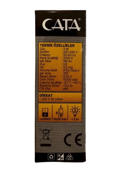 Ct-4249 3w 3200k Günışığı G9 Duylu Kapsül Led Ampul 8 Adet
