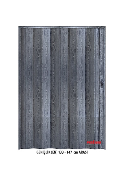 Penguen Akordiyon Kapı Antrasit Renk En 133-147 Cm Aras Boy 220