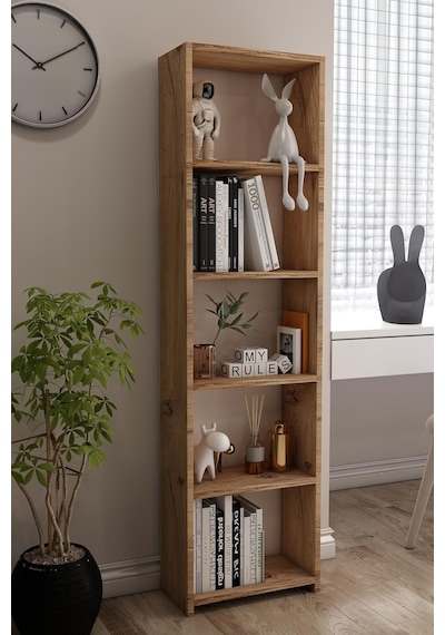 Libro Pine Kitaplık 5 Raflı Çok Amaçlı Düzenleyici Raf 160 Cm Dekoratif Atlantik Çam Çok Renkli