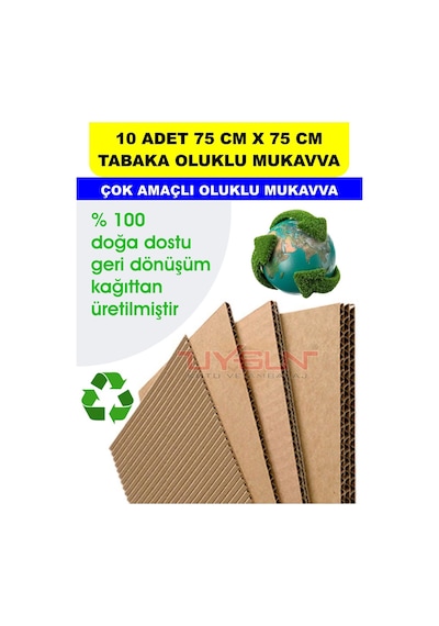 10 Adet 75cm X 75cm Baskısız Tabaka Oluklu Mukavva, Çocuk Etkinlik Kartonu, Maket Kartonu, Kargo Kartonu