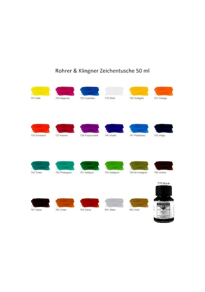Rohrer&klingner Kaligrafi Mürekkebi Zeichentusche 29-airbrush-fırça-divit-boyama 50ml-703-cyan Blue Çok Renkli