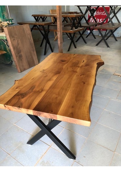 Bintaşmobilya Doğal Ceviz Ağacı Kütük Yemek Masası 85X150.Cm